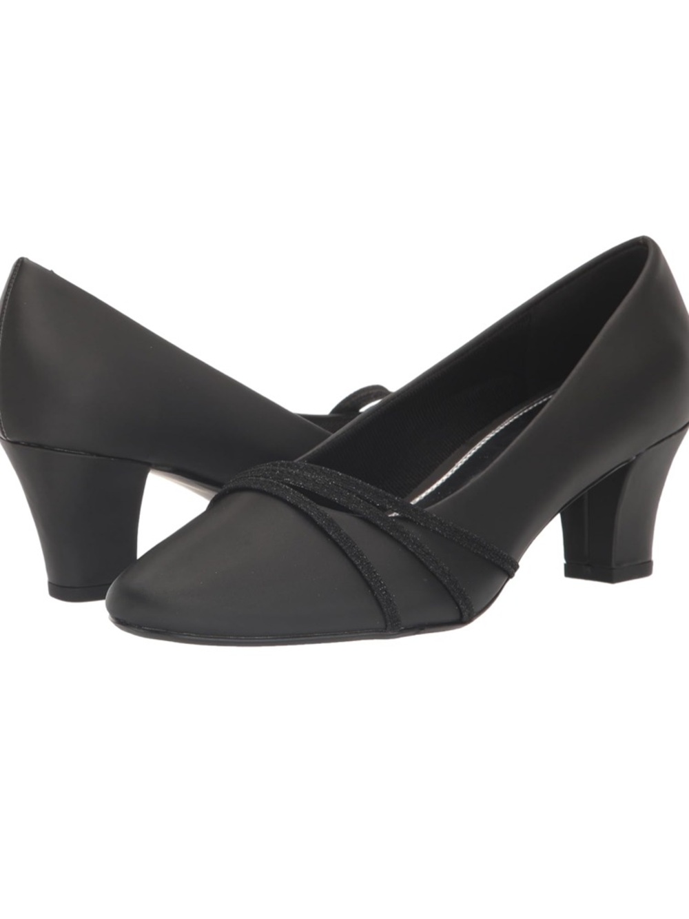 NWB Easy Street Women's Cristiny Size 6.5 black Satin glitter strap